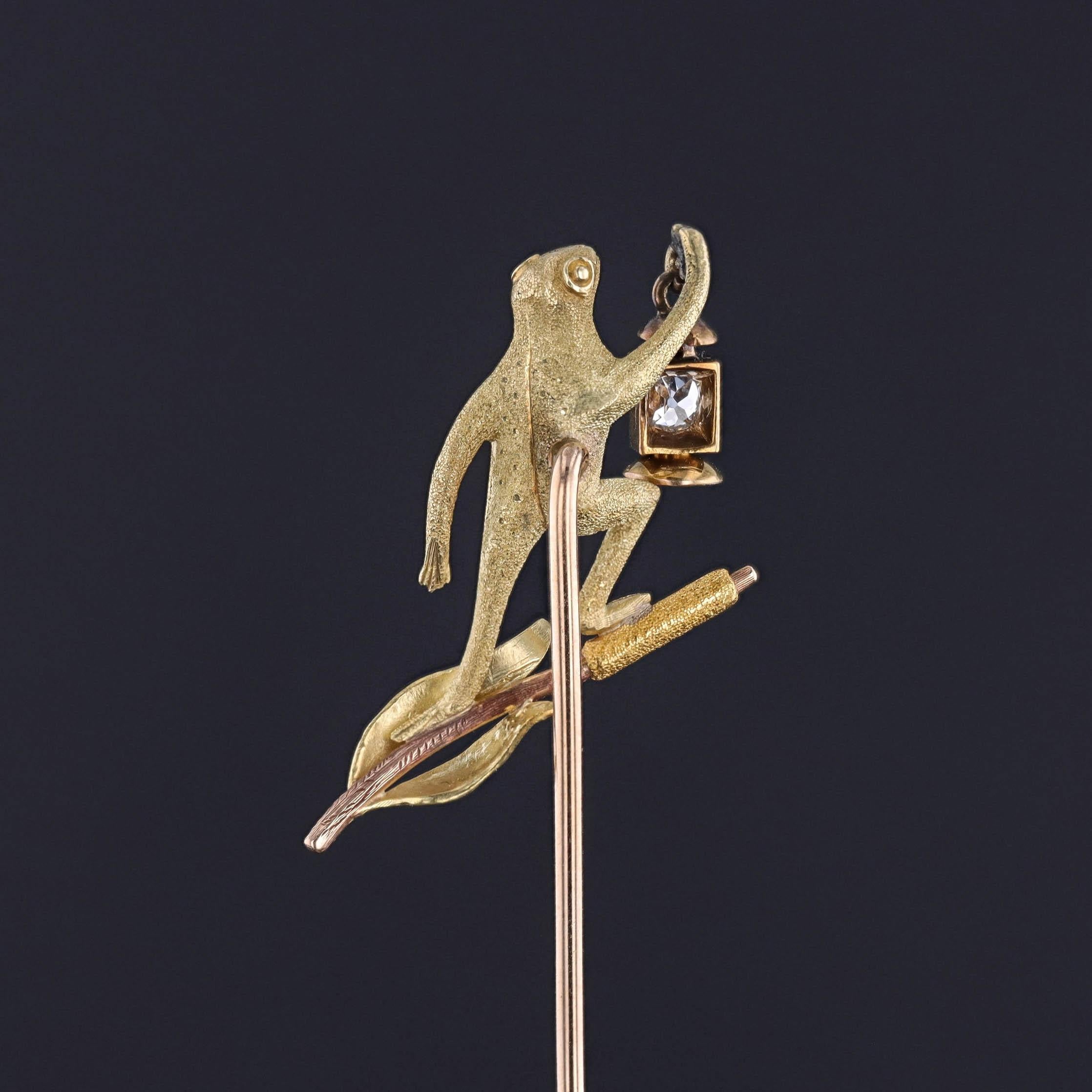 Antike Diamant-Frosch-Anstecknadel aus 14k Gold (Viktorianisch) im Angebot
