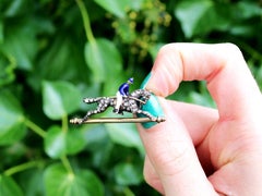 Antique Diamond Garnet and Enamel Yellow Gold Horse and Jockey Brooch