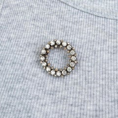 Broche circulaire ancienne en or et diamants, XIXe siècle