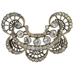 Antique Diamond Gold Silver-Topped Brooch