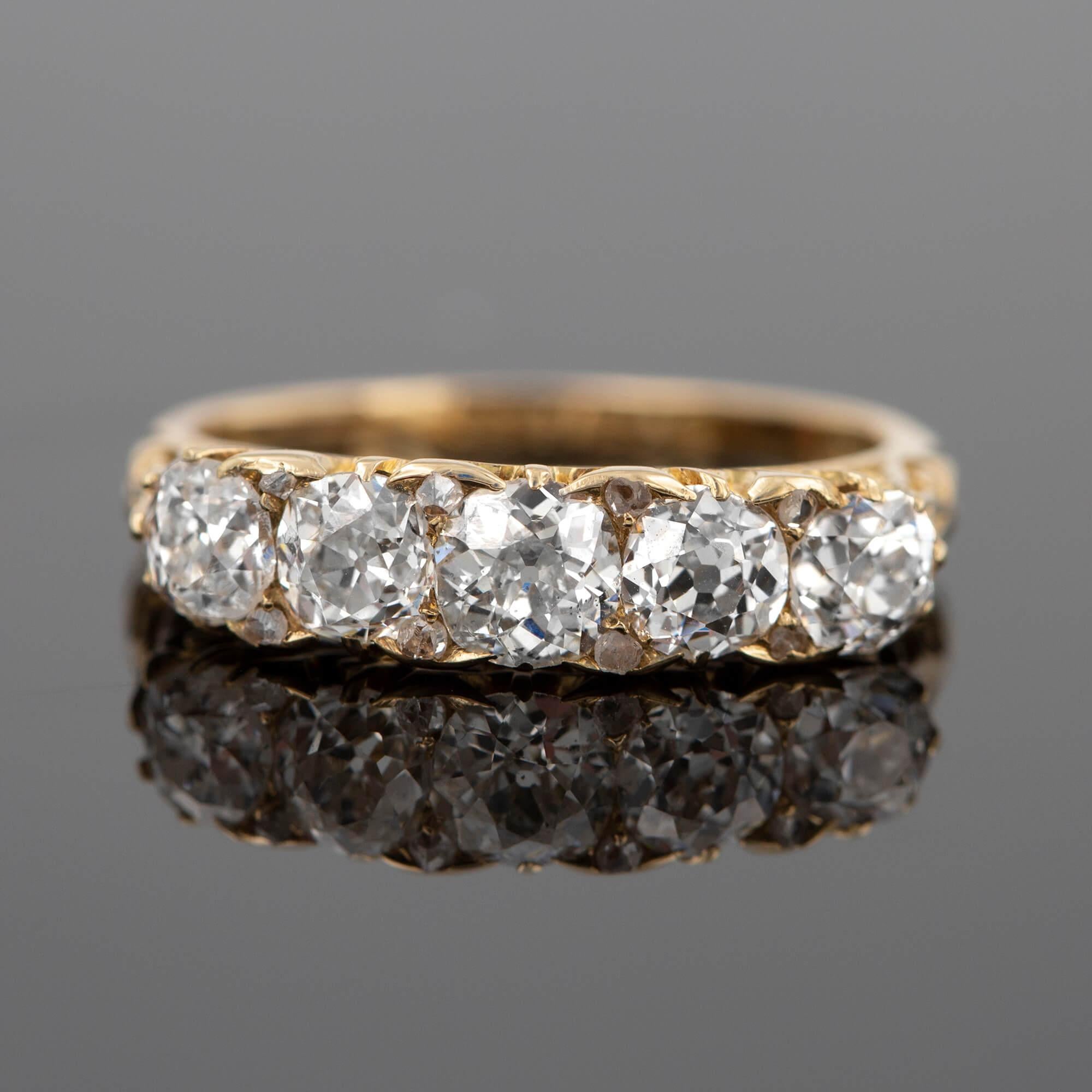 Antique Diamond Half Hoop Ring 1.70cts Hallmarked 1895 In Good Condition In ADELAIDE, SA