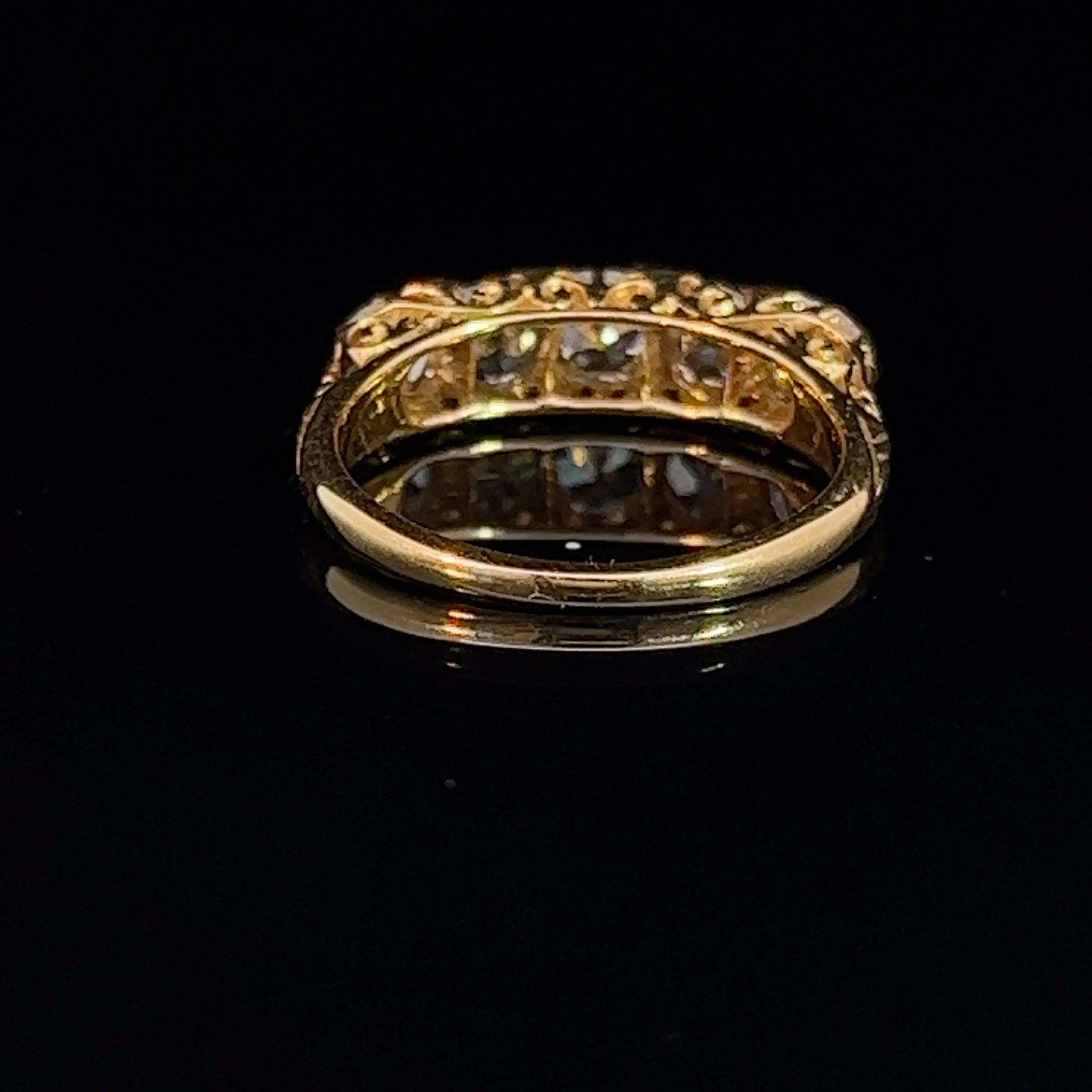 Antique Diamond Half Hoop Ring 1.70cts Hallmarked 1895 1