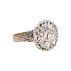 Antique Diamond Halo Ring 10k Gold, Early-Mid 1900s