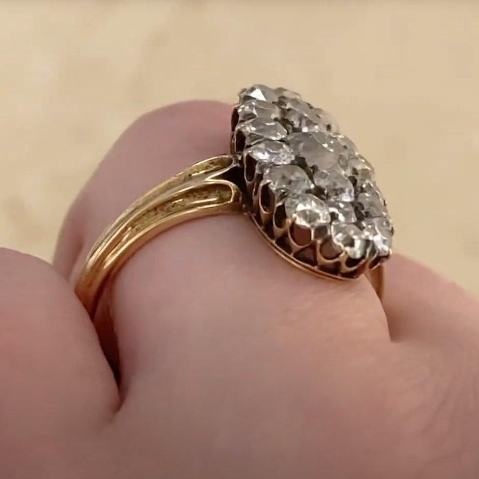 Old European Cut Antique Diamond Halo Ring (Approx 0.40-Carats), Silver & 18k Yellow Gold For Sale