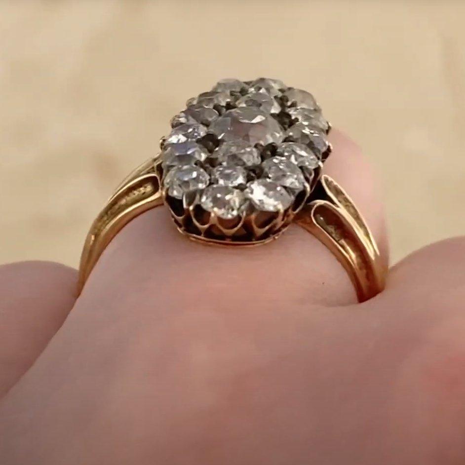 Antique Diamond Halo Ring (Approx 0.40-Carats), Silver & 18k Yellow Gold In Excellent Condition For Sale In New York, NY
