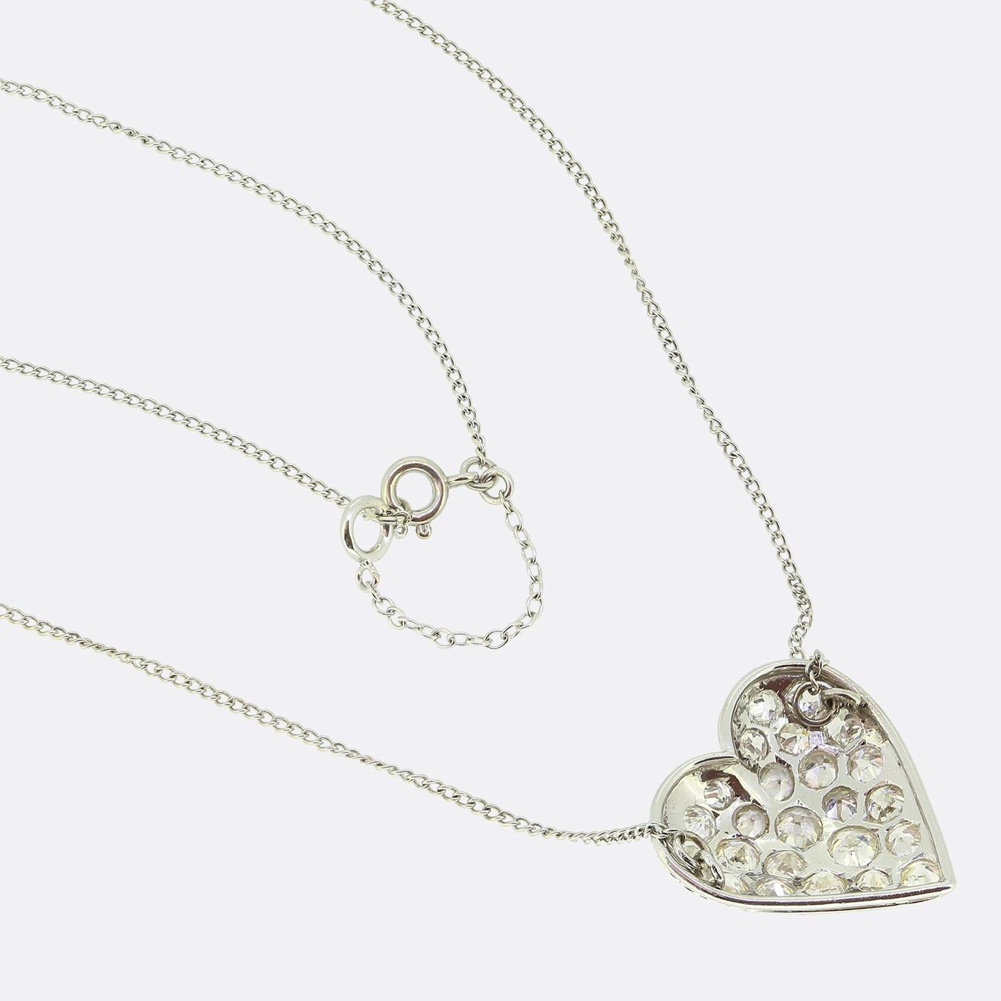 Edwardian Antique Diamond Heart Necklace