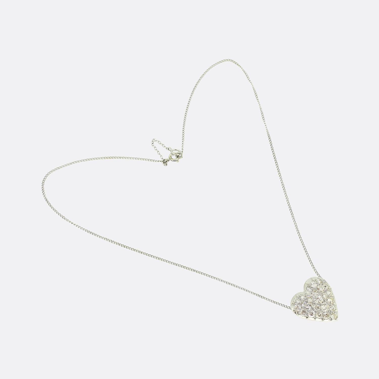 Old Mine Cut Antique Diamond Heart Necklace