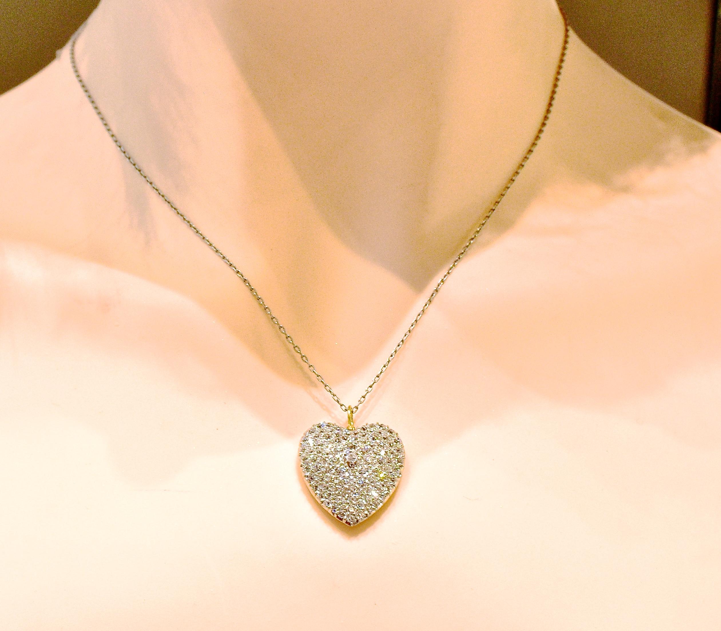 Antique Diamond Heart Pendant, circa 1900 In Excellent Condition In Aspen, CO