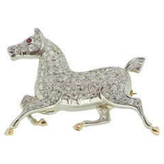 Antique Diamond Horse Brooch