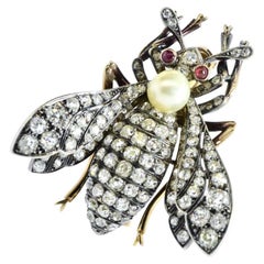 Antique Diamond Large Wasp Brooch French, c. 1840
