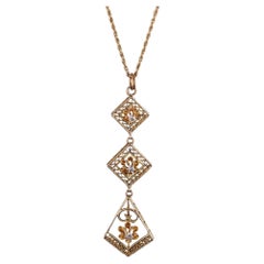 Antique Diamond Lavalier Necklace of 14k Gold