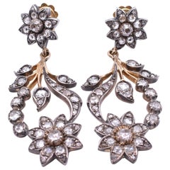Antique Diamond Leaf Form Earrings