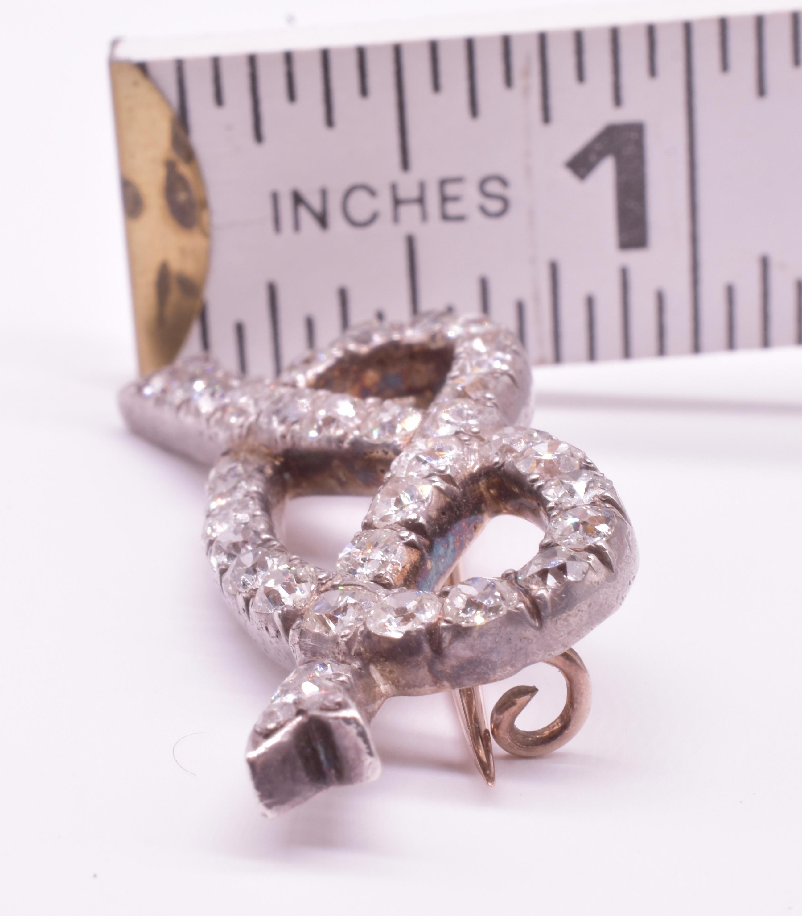 Women's Antique Diamond Love Knot Pin