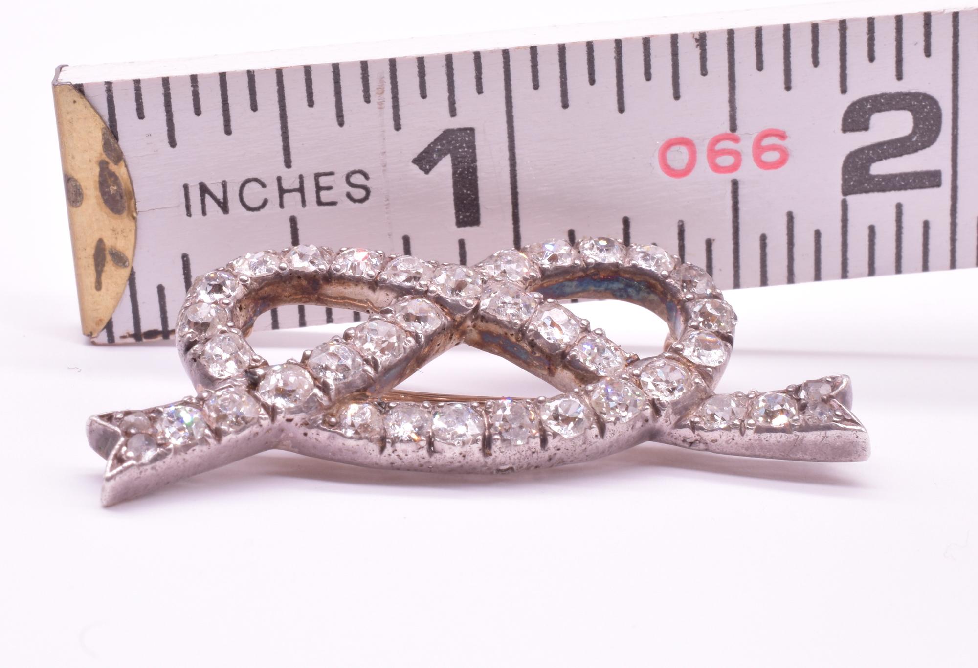 Antique Diamond Love Knot Pin 1