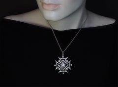 Antique Diamond Maltese Cross Brooch Pendant C. 1850