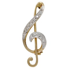 Antique Music Note Gold Pin