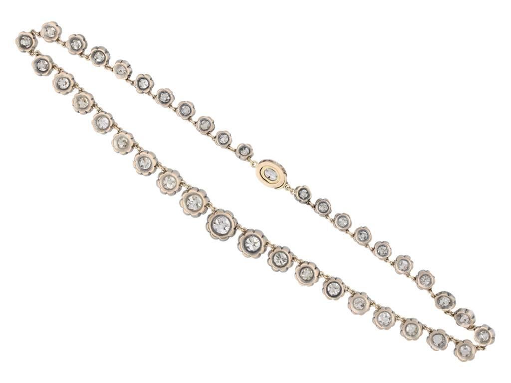 Antike Diamant-Halskette, um 1880 (Alteuropäischer Brillantschliff) im Angebot