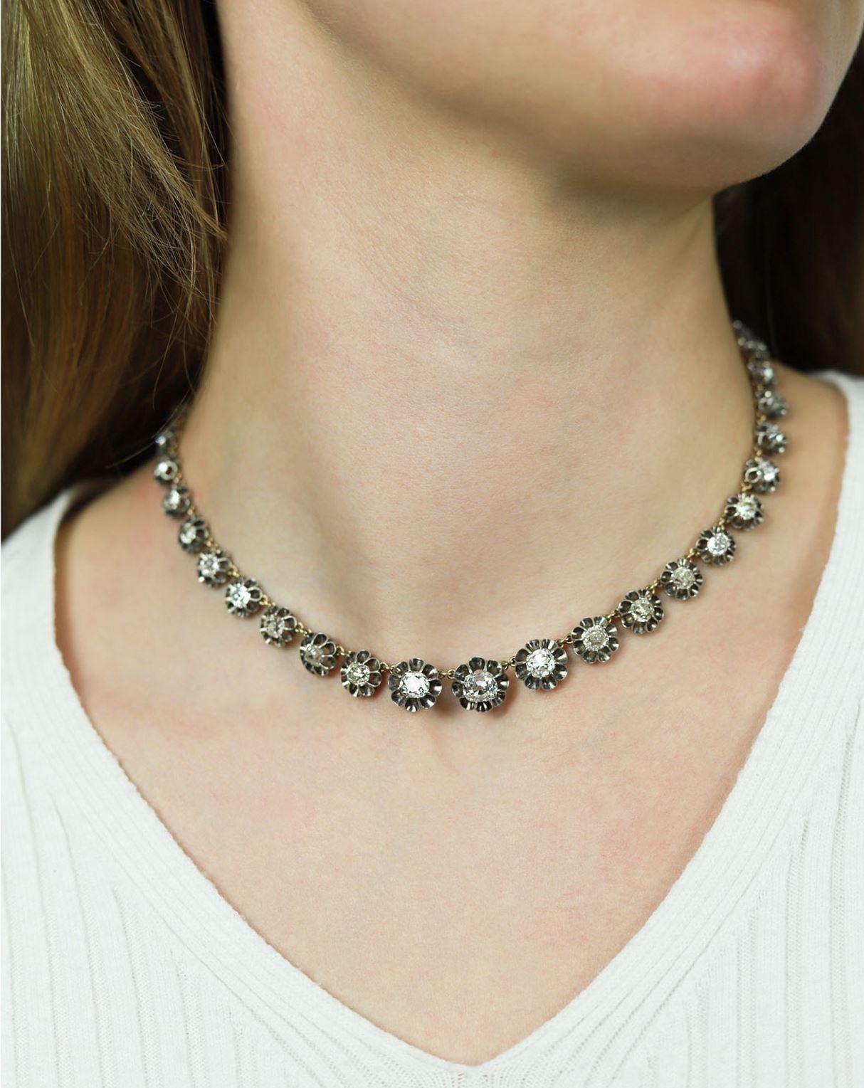 Taille vieille mine Collier de diamants ancien, vers 1880 en vente