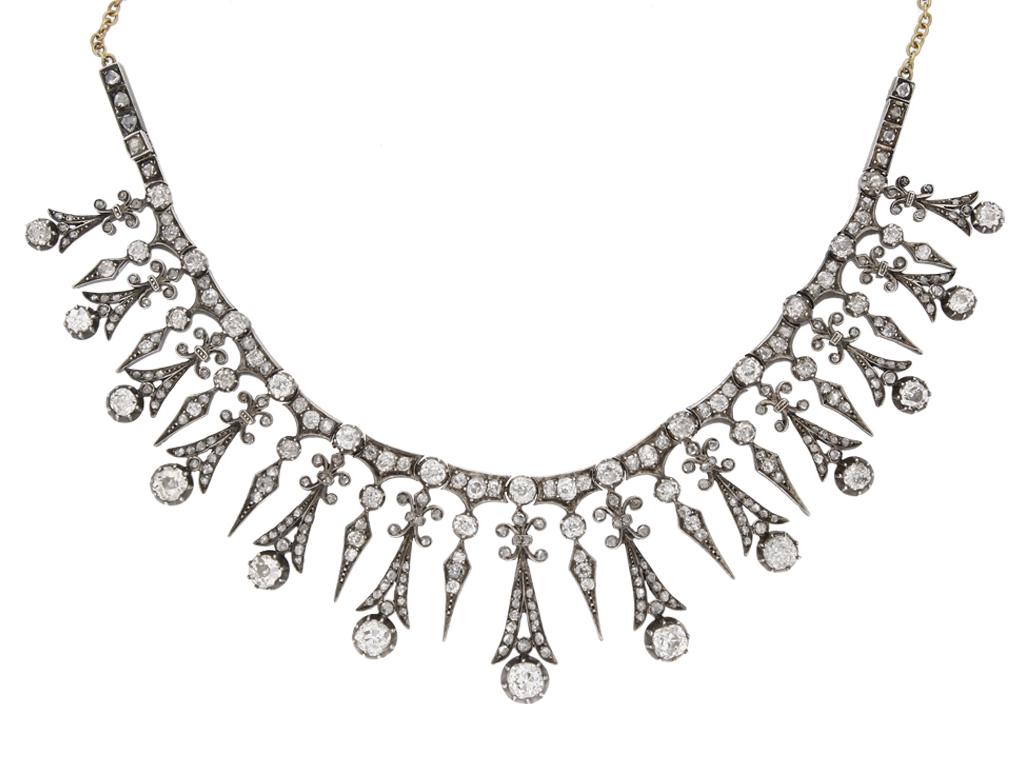 Victorien Collier / diadème français ancien en diamants, c. 1890