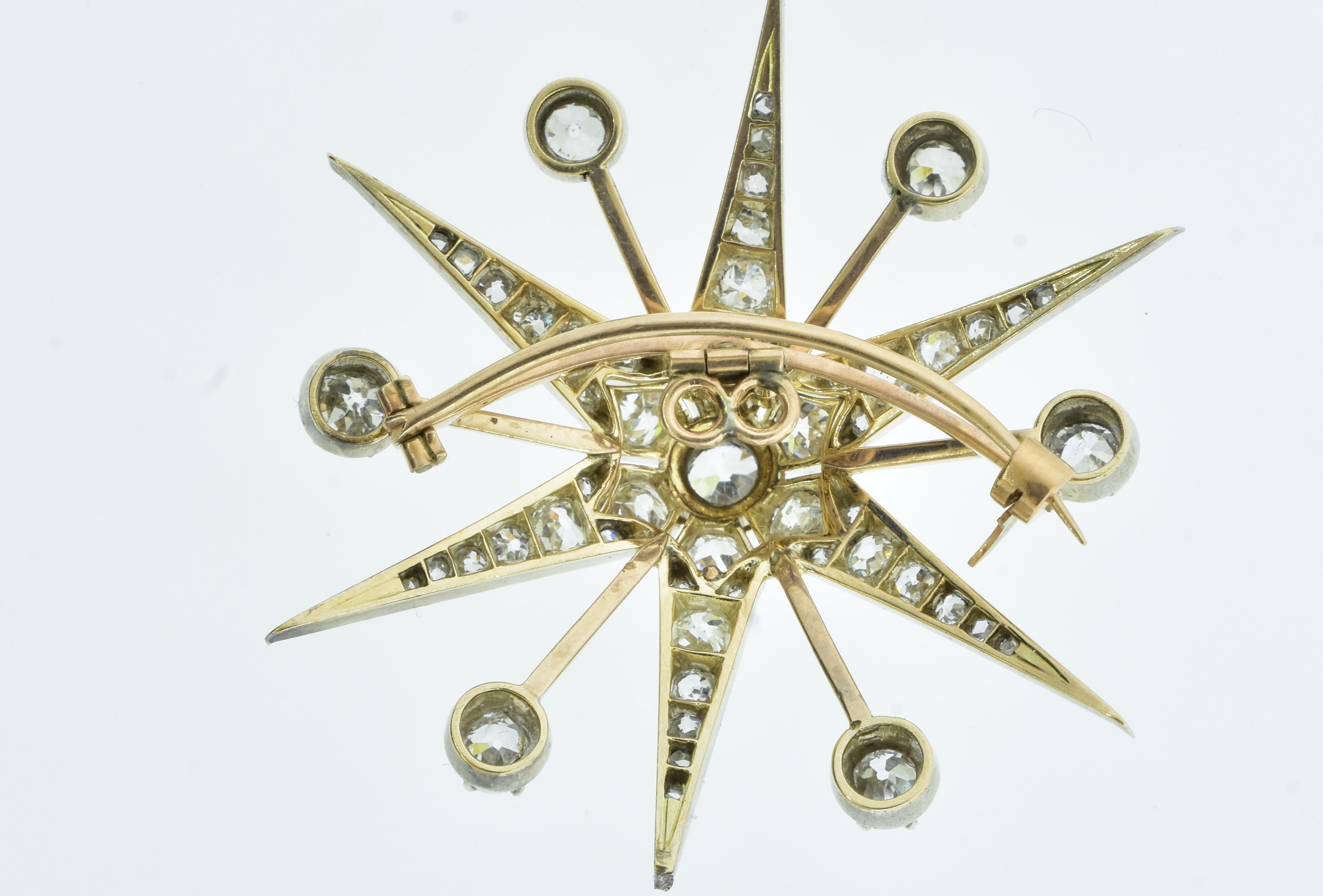 Antique Diamond Ornate Large Comet Brooch, c. 1845 2