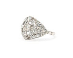 Antique Diamond Oval Cocktail Ring in Platinum