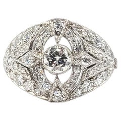 Antique Diamond Oval Cocktail Ring in Platinum