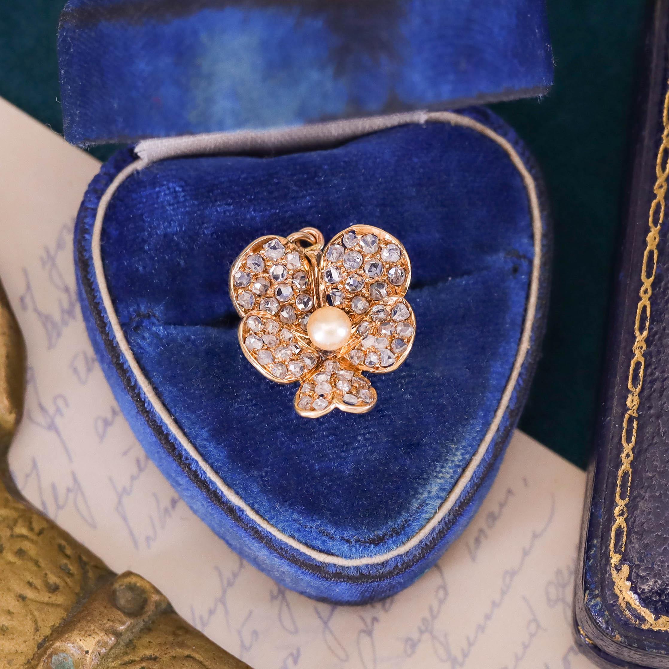 Pendentif Panse en or 18k avec diamants anciens Pour femmes en vente