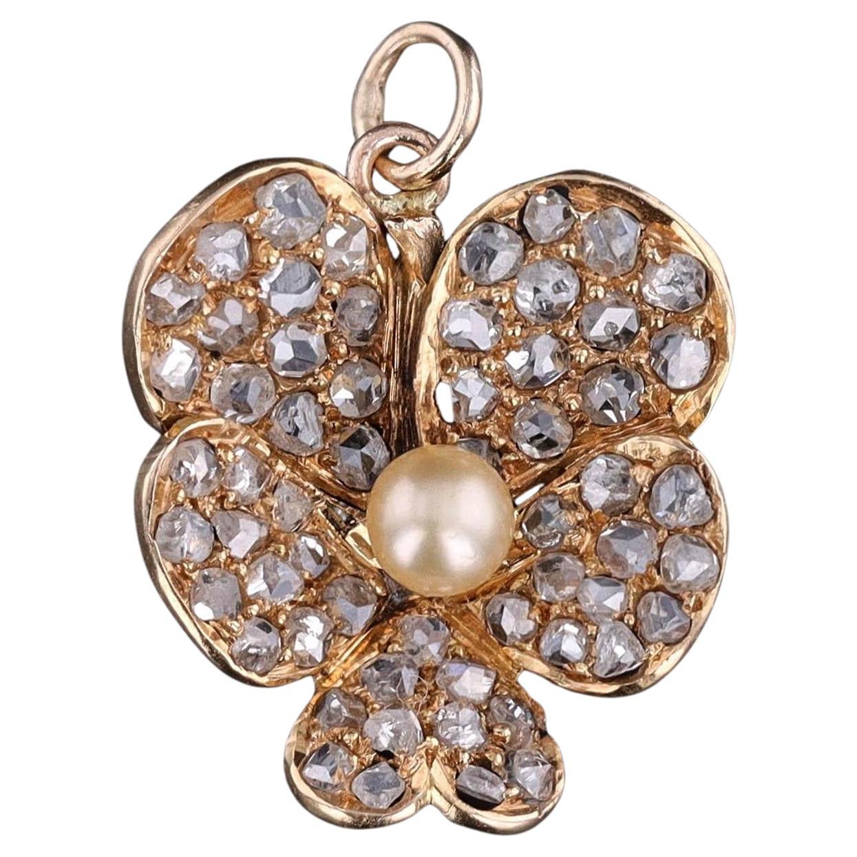 Pendentif Panse en or 18k avec diamants anciens en vente