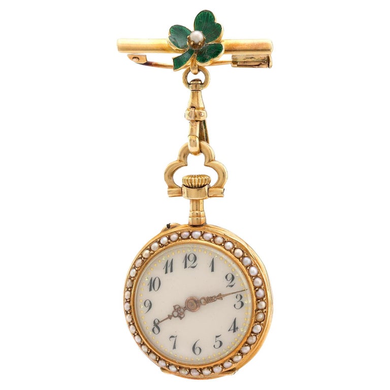 Montre Pendentif Vintage - Émaillée Ancienne Vers 1880-1900 - Mécanique Manuel - Occasion Très Bon État
