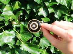 Antique Diamond Pearl and Black Onyx Yellow Gold Brooch