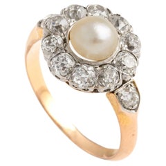Antique Diamond Pearl Cluster Ring