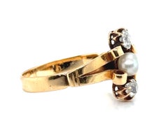 Antique Diamond Pearl Cocktail Ring .40ct 14K  Victorian Vintage Original 1880's