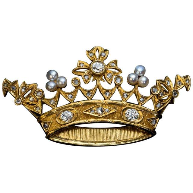 Antique Empress Elisabeth Diamond Cipher Gold Brooch For Sale At antique-empress-elisabeth-diamond-cipher-gold-brooch-for-sale-at