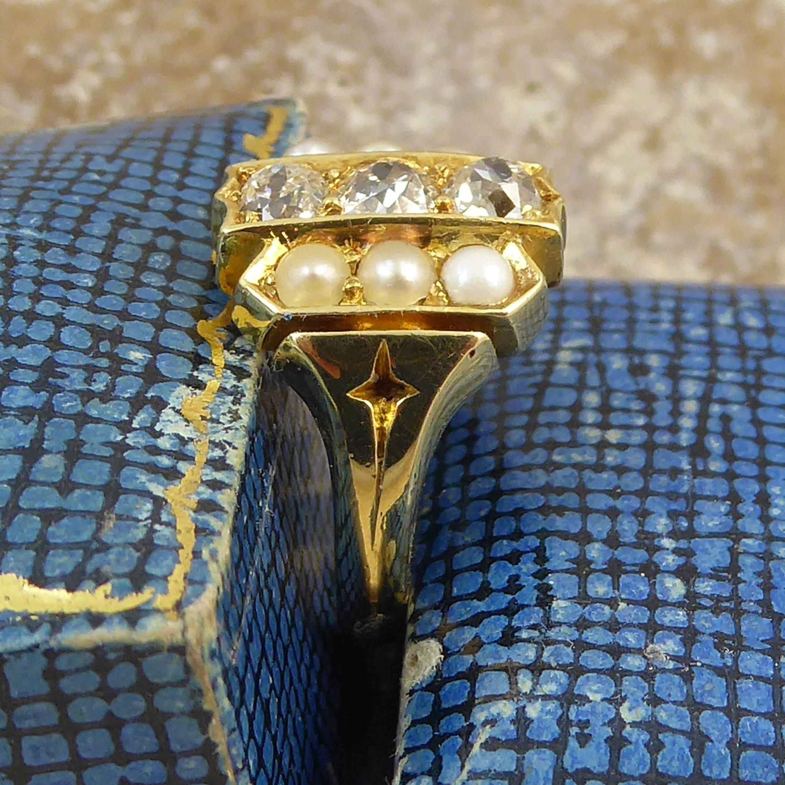 Antique Diamond Pearl Ring, 0.72 Carat, circa 1900-1910 2