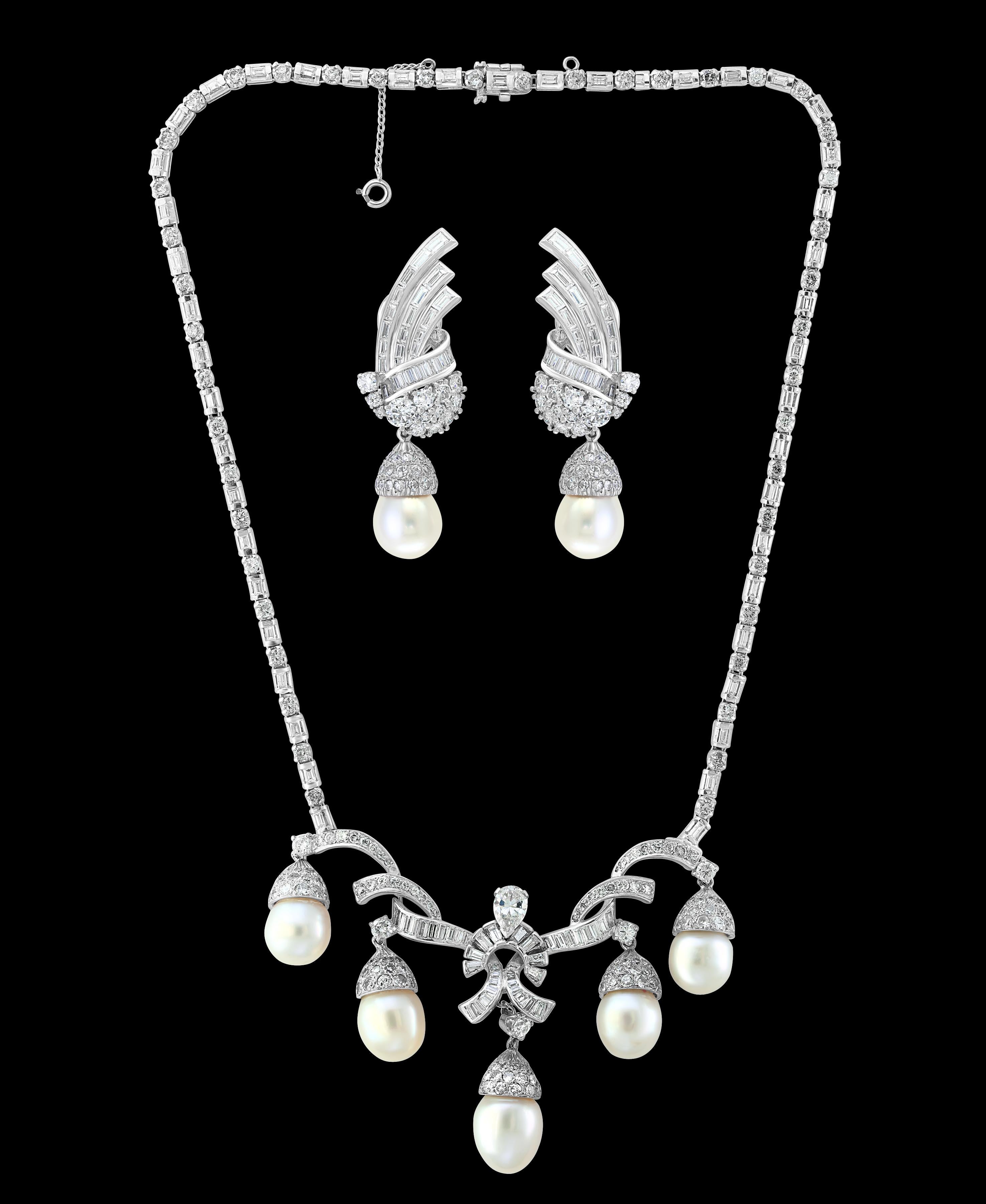 Antique Diamond Pearl Suite in 18 Karat White Gold, Bridal, Estate For Sale 2