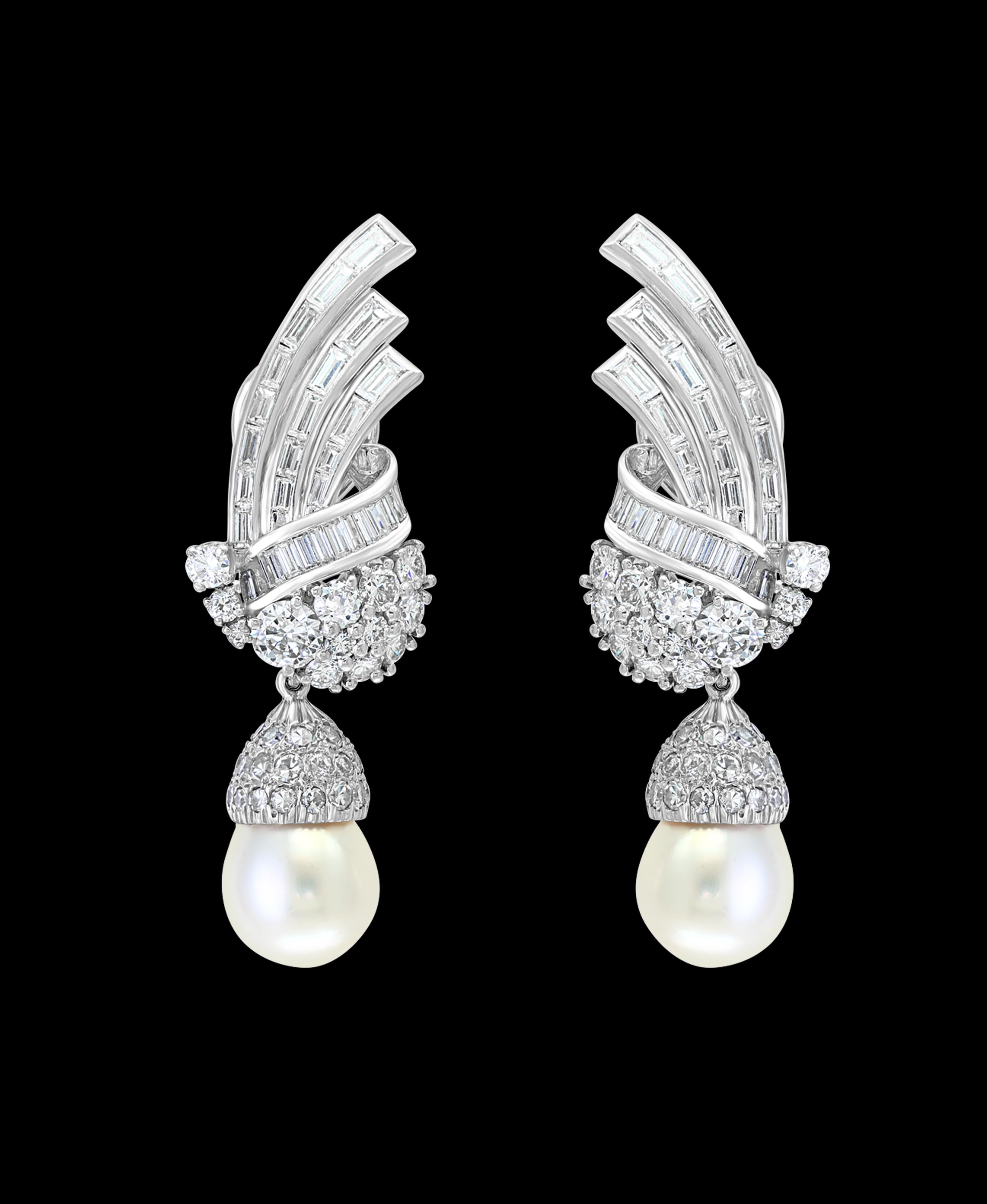 Antique Diamond Pearl Suite in 18 Karat White Gold, Bridal, Estate In Excellent Condition For Sale In New York, NY