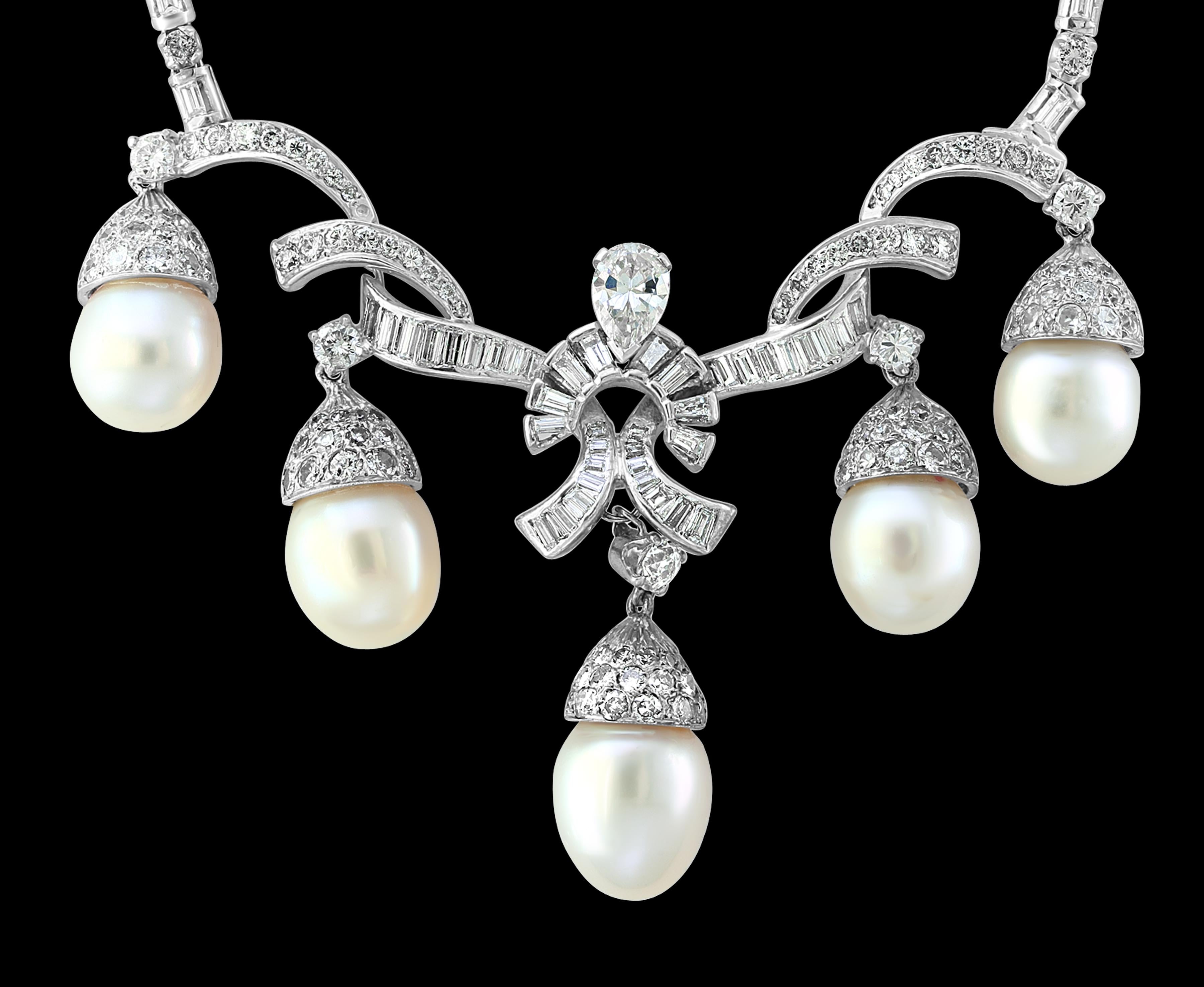 Antique Diamond Pearl Suite in 18 Karat White Gold, Bridal, Estate For Sale 1