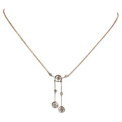 Vintage Diamond Pendant & Chain, 18K Yellow Gold, 7 x Diamonds...