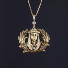 Antique Diamond Pharaoh Conversion Necklace of 14k Gold