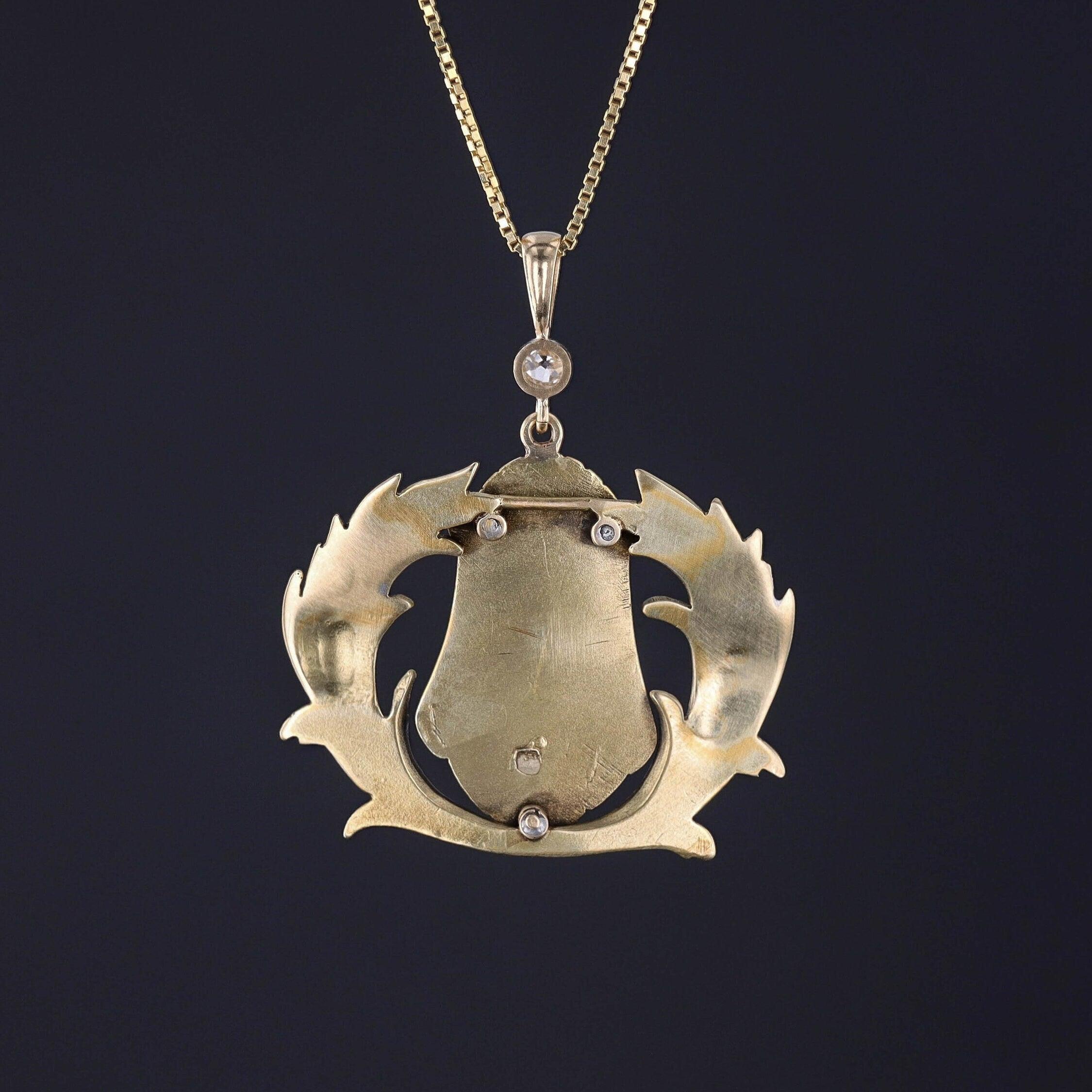 Round Cut Antique Diamond Pharaoh Conversion Necklace of 14k Gold For Sale