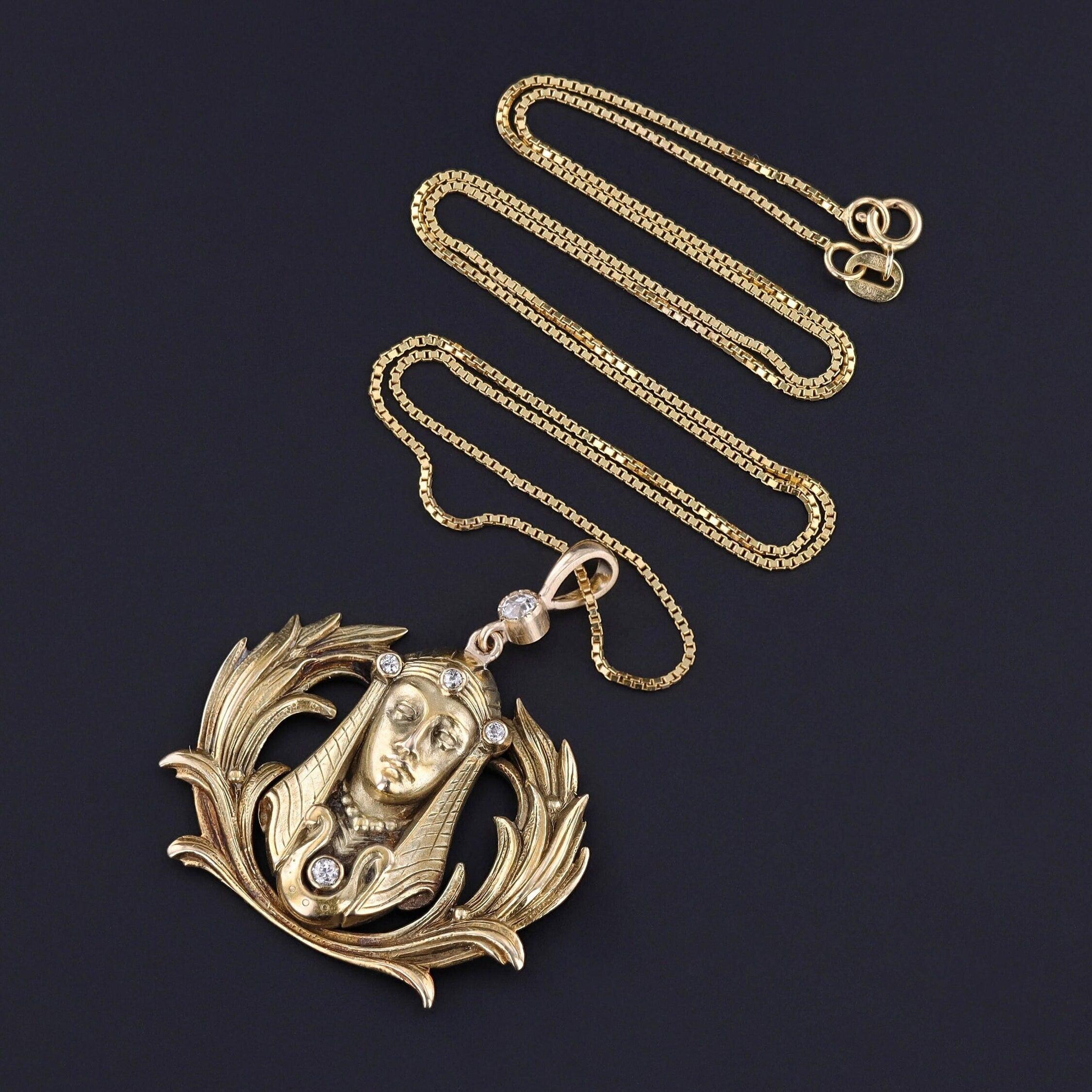 Antique Diamond Pharaoh Conversion Necklace of 14k Gold In Good Condition For Sale In Lewisburg, PA
