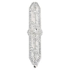 Antique Diamond Pin with Filigree Detail in Platinum