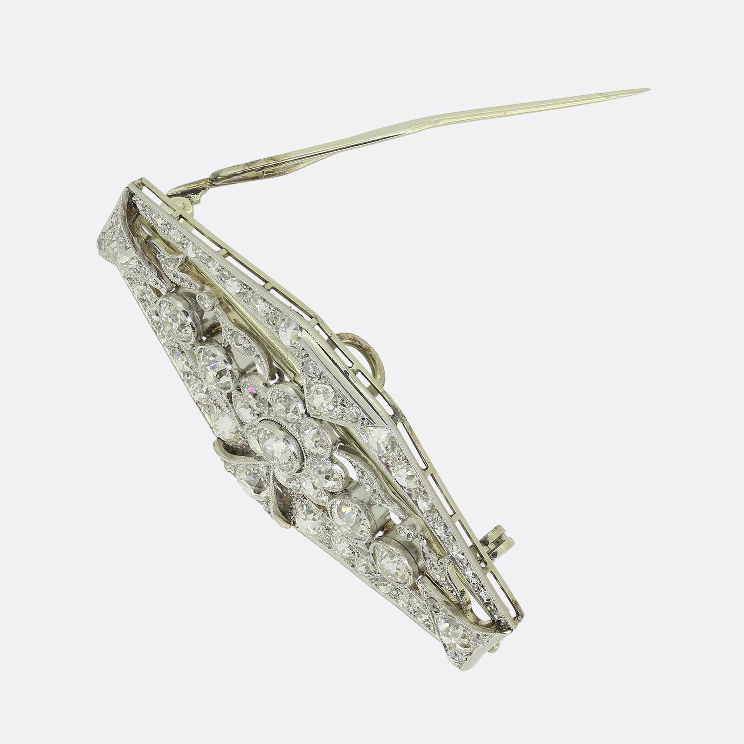 Edwardian Antique Diamond Plaque Brooch For Sale