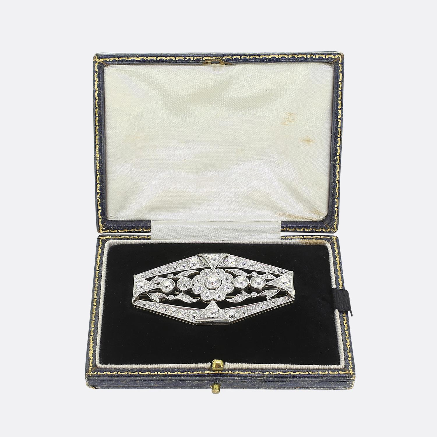 Antique Diamond Plaque Brooch In Good Condition For Sale In London, GB