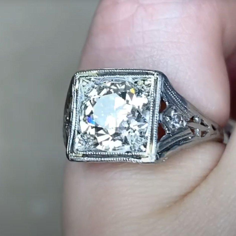 Antiker Diamant-Verlobungsring aus Platin (ca. 1,50 Karat), Platin (Alteuropäischer Schliff) im Angebot