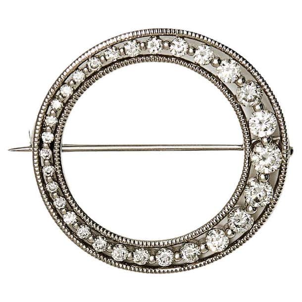 Antique Diamond Platinum Pin For Sale at 1stDibs