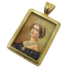 Antique Diamond Portrait 18k Gold Pendant