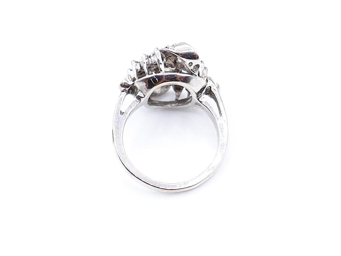 Victorian Antique Diamond Ribbon White Gold Ring For Sale