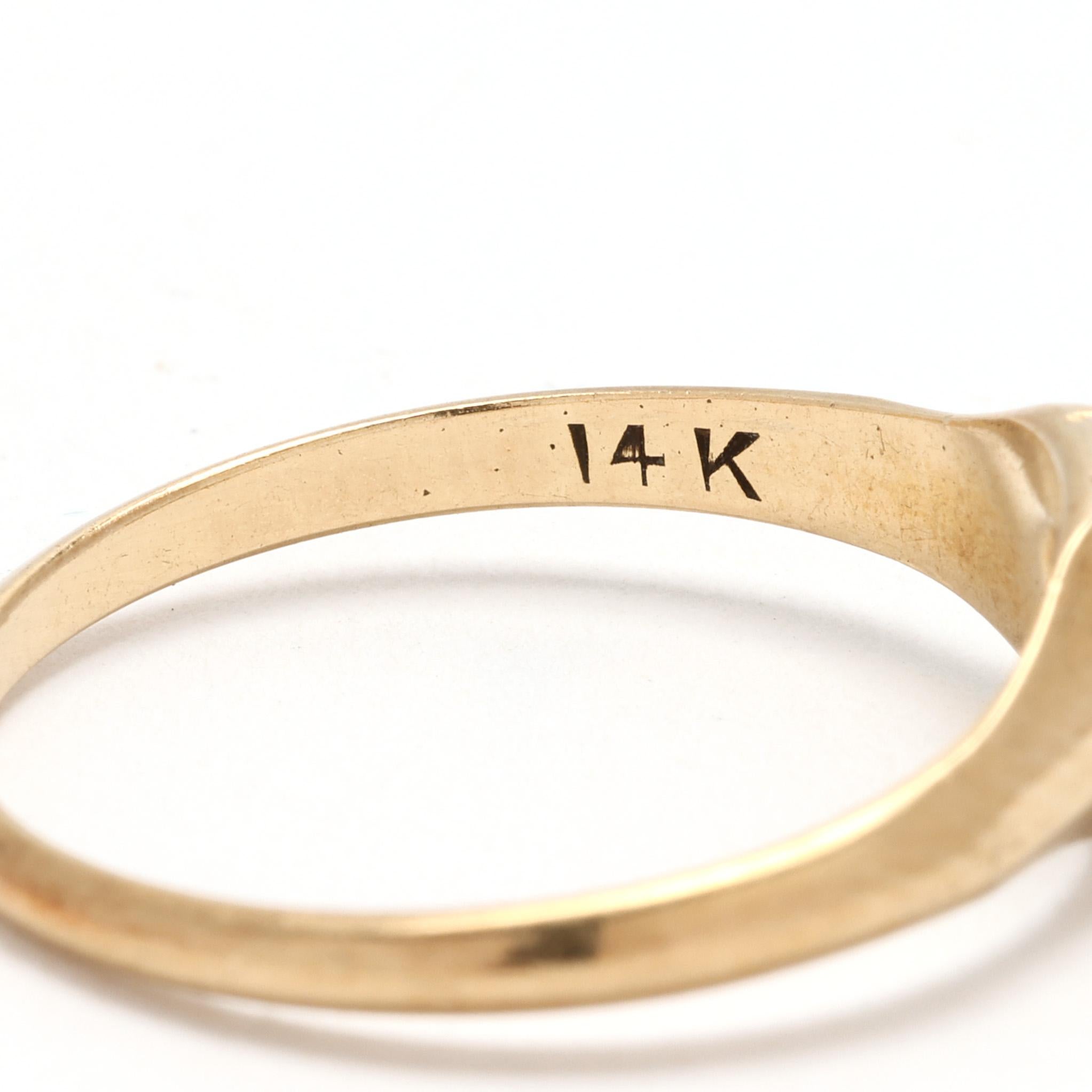 Women's or Men's Antique Diamond Ring, 14k Yellow Gold, Ring Size 6