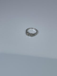 Antique Diamond Ring 14kt White Gold Princess Diamond Ring Baguette Diamond Ring